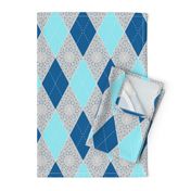 Argyle Diamond Bunting, Aqua, Gray