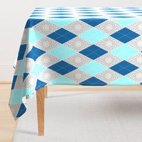 Argyle Diamond Bunting, Aqua, Gray