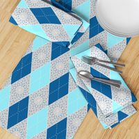 Argyle Diamond Bunting, Aqua, Gray