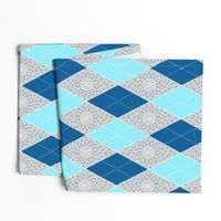 Argyle Diamond Bunting, Aqua, Gray