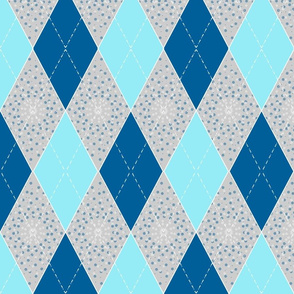 Argyle Diamond Bunting, Aqua, Gray