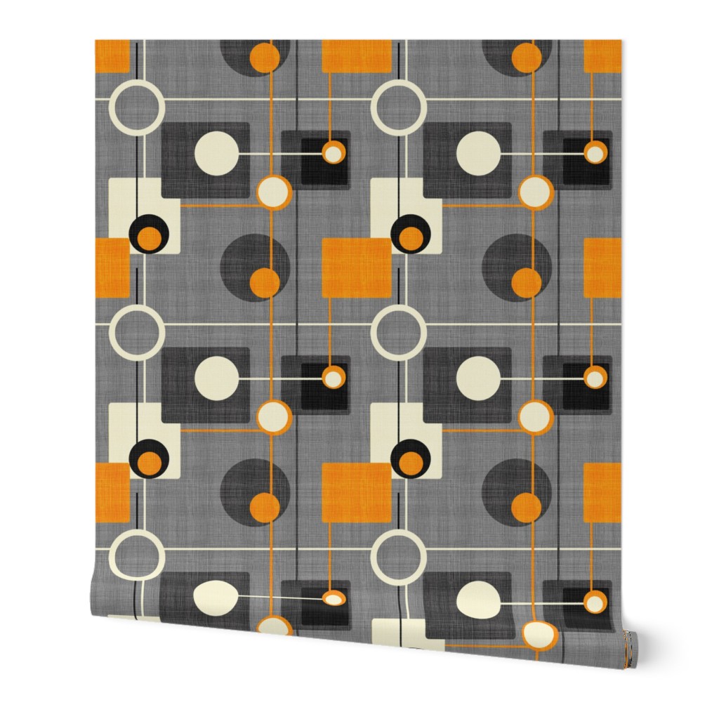 orbs and squares orange and gray inv150