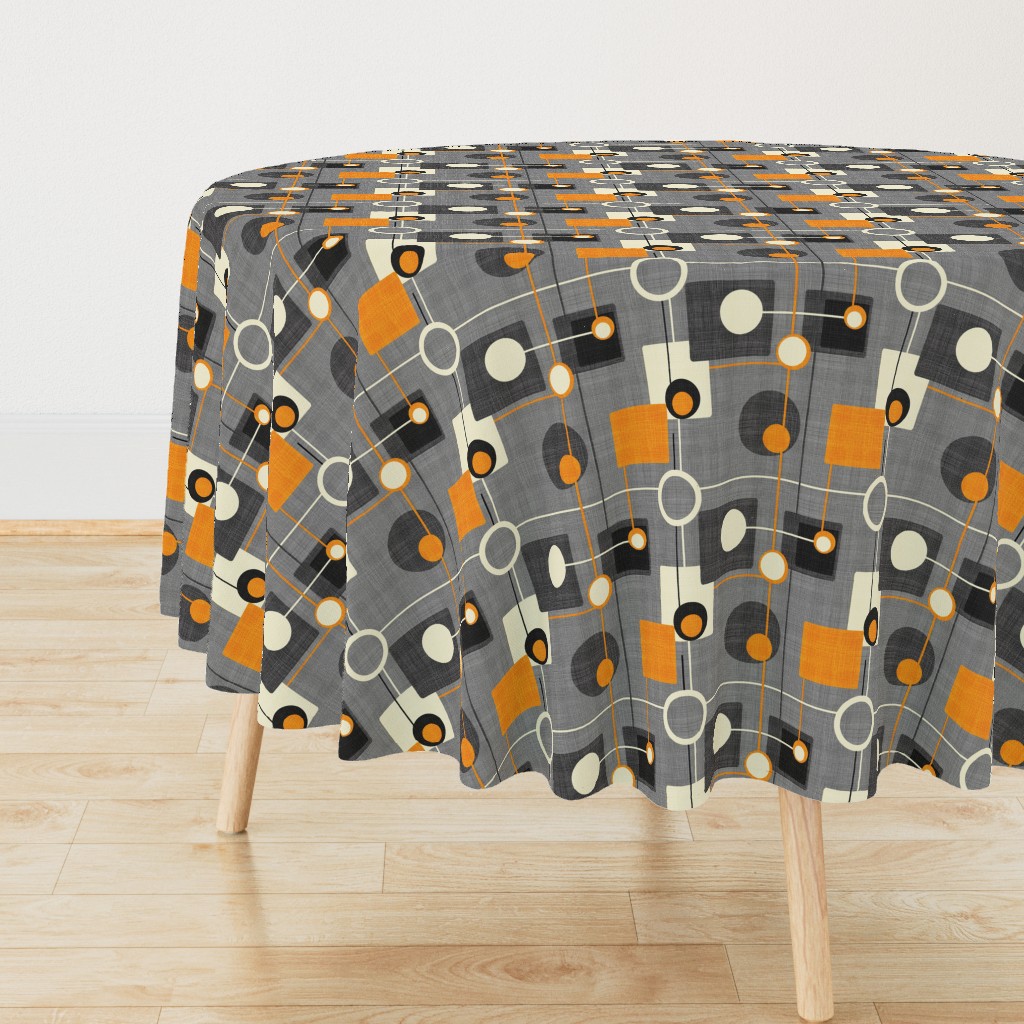 orbs and squares orange and gray inv150