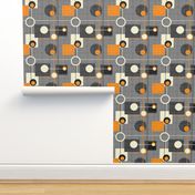 orbs and squares orange and gray inv150