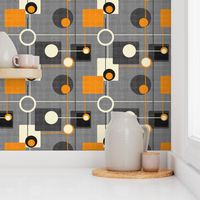 orbs and squares orange and gray inv150