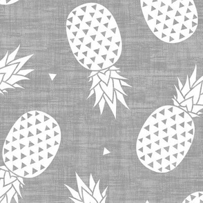 Pineapples White - Gray Texture