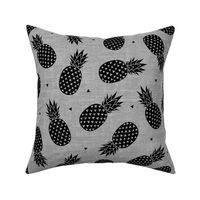 Pineapples - Gray Texture Black