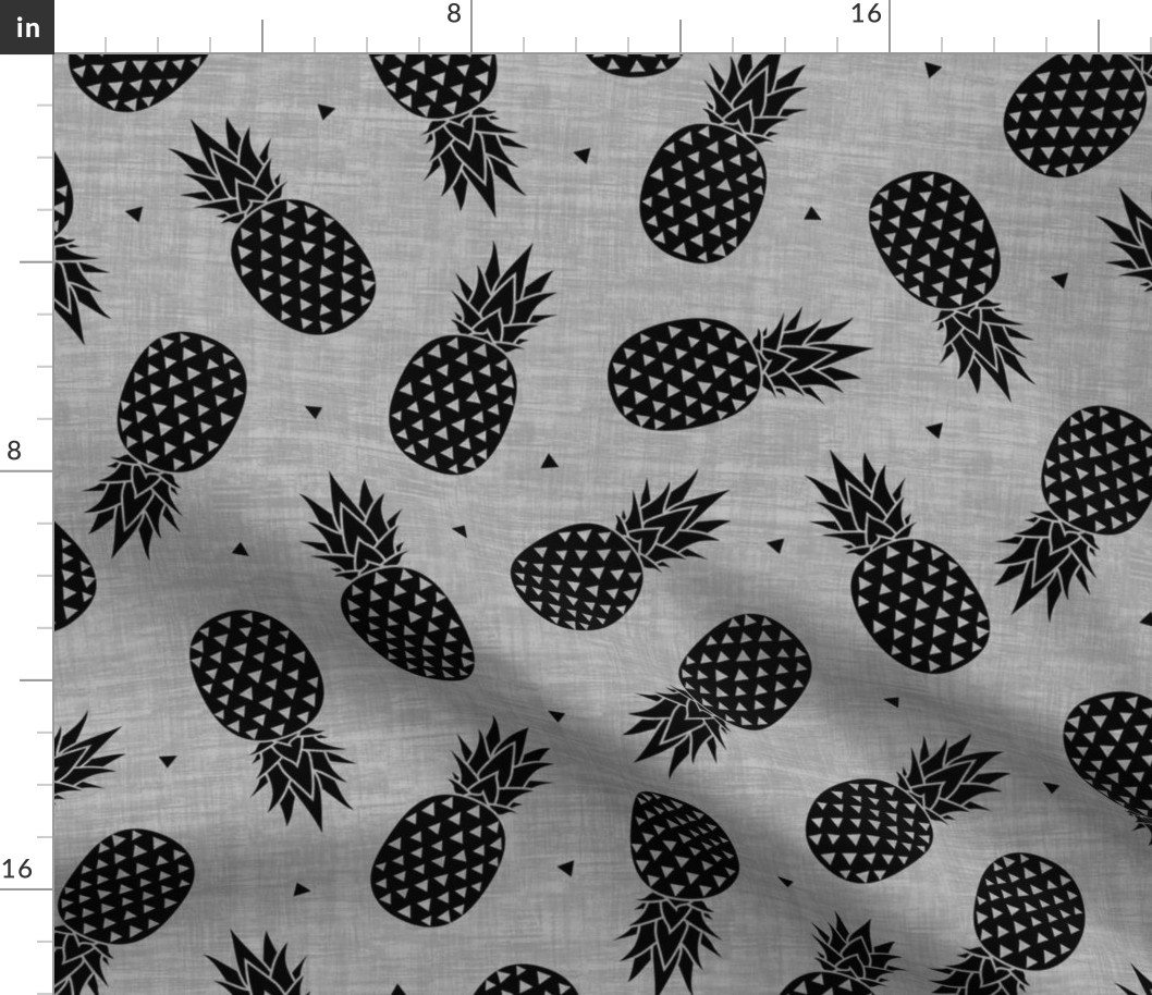 Pineapples - Gray Texture Black