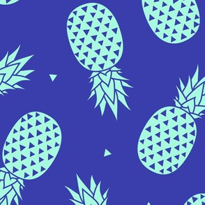 Pineapples - Mint Blue Background