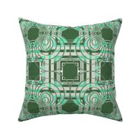 Green geometric op art 