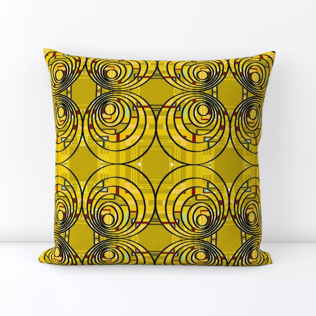 circles triangles squares yellow mustard 