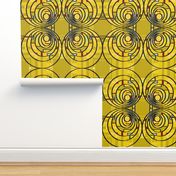 circles triangles squares yellow mustard 