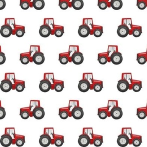 Rows of Red Tractors - small scale