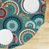 Bohemian Mandalas turqoise red teal grey