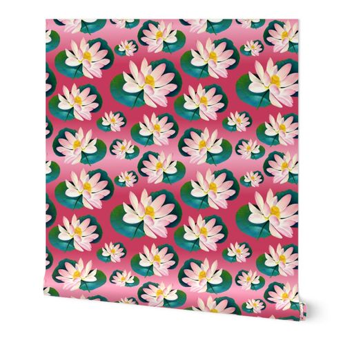 Dell Lotus On Pink Spoonflower