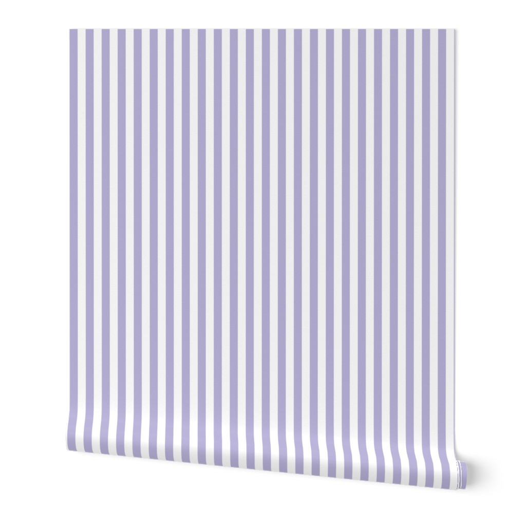 lavender and white half inch stripe