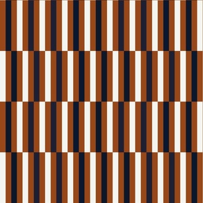 Albert 1A - Navy & Rust - Abstract Geometric Pattern - Stripes
