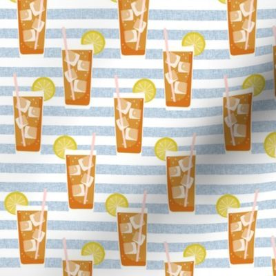 iced tea bbq summer party southern style fabric blue stripe