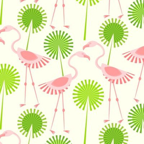 Flamingos and Polka Dot Palms