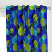 Bauhaus Bubbles (Blue, Green, Black bg) - by Kara Peters