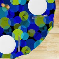 Bauhaus Bubbles (Blue, Green, Black bg) - by Kara Peters