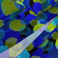 Bauhaus Bubbles (Blue, Green, Black bg) - by Kara Peters