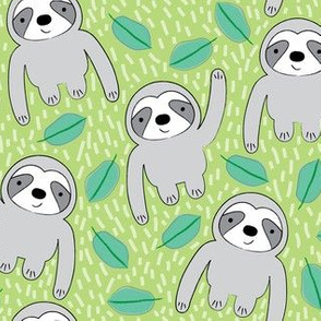 sloths and leaves on green