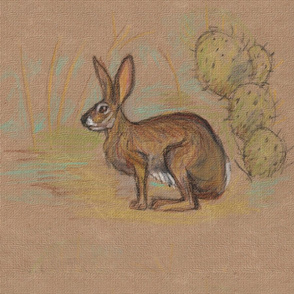 Jackrabbit and Cactus for Pillow