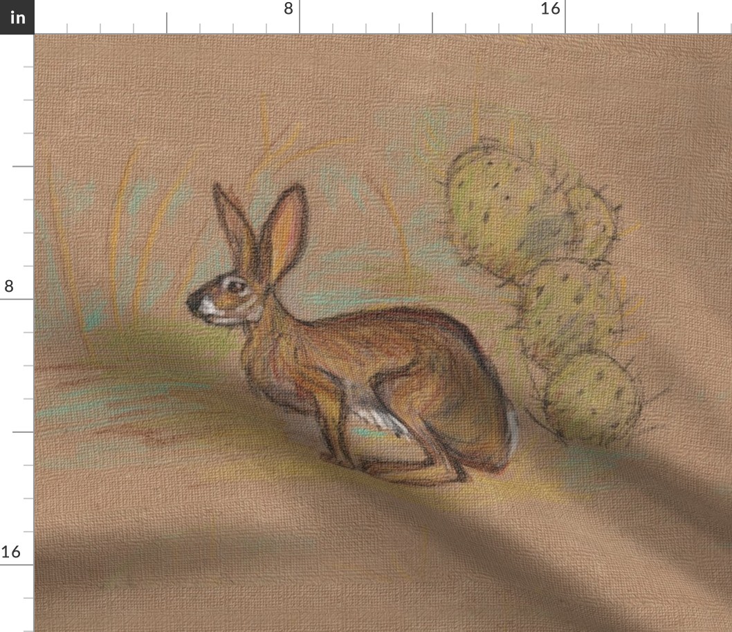 Jackrabbit and Cactus for Pillow