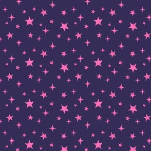 Stars - scattered - Navy / Pink