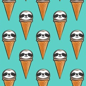 sloth icecream cones (teal)