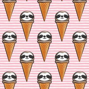 sloth icecream cones (pink stripes)