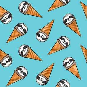 sloth icecream cones - toss on blue