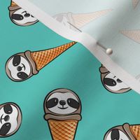 sloth icecream cones - toss on teal