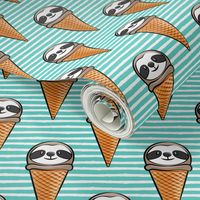 sloth icecream cones (teal stripes)