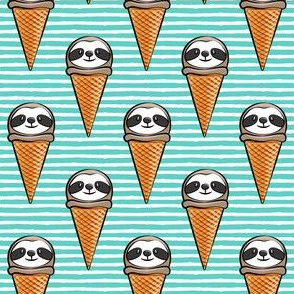 sloth icecream cones (teal stripes)