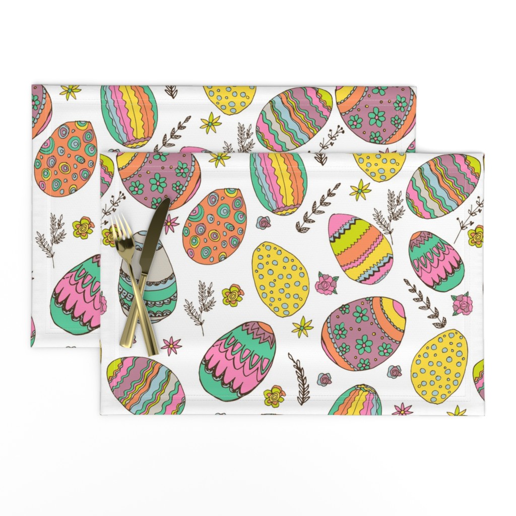 Easter pattern with easter eggs and doodles