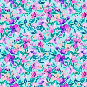 pale turquoise blue and purple spring floral - small