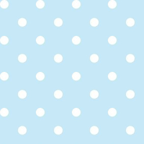 Polka Dot Spots white on light blue - small scale