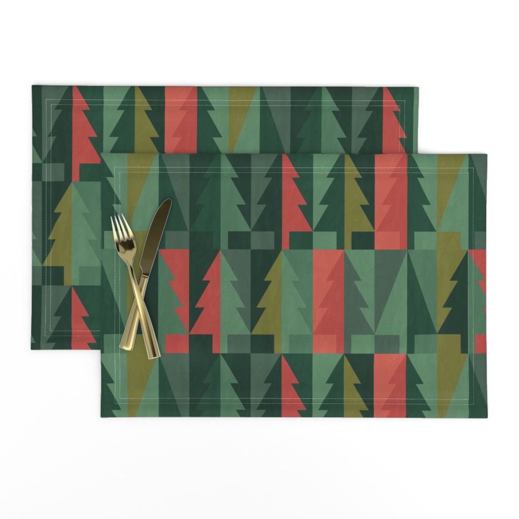 Emerald Christmas Winter Forest - Geometric