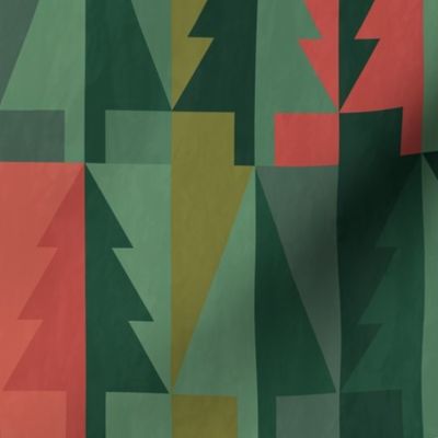 Emerald Christmas Winter Forest - Geometric