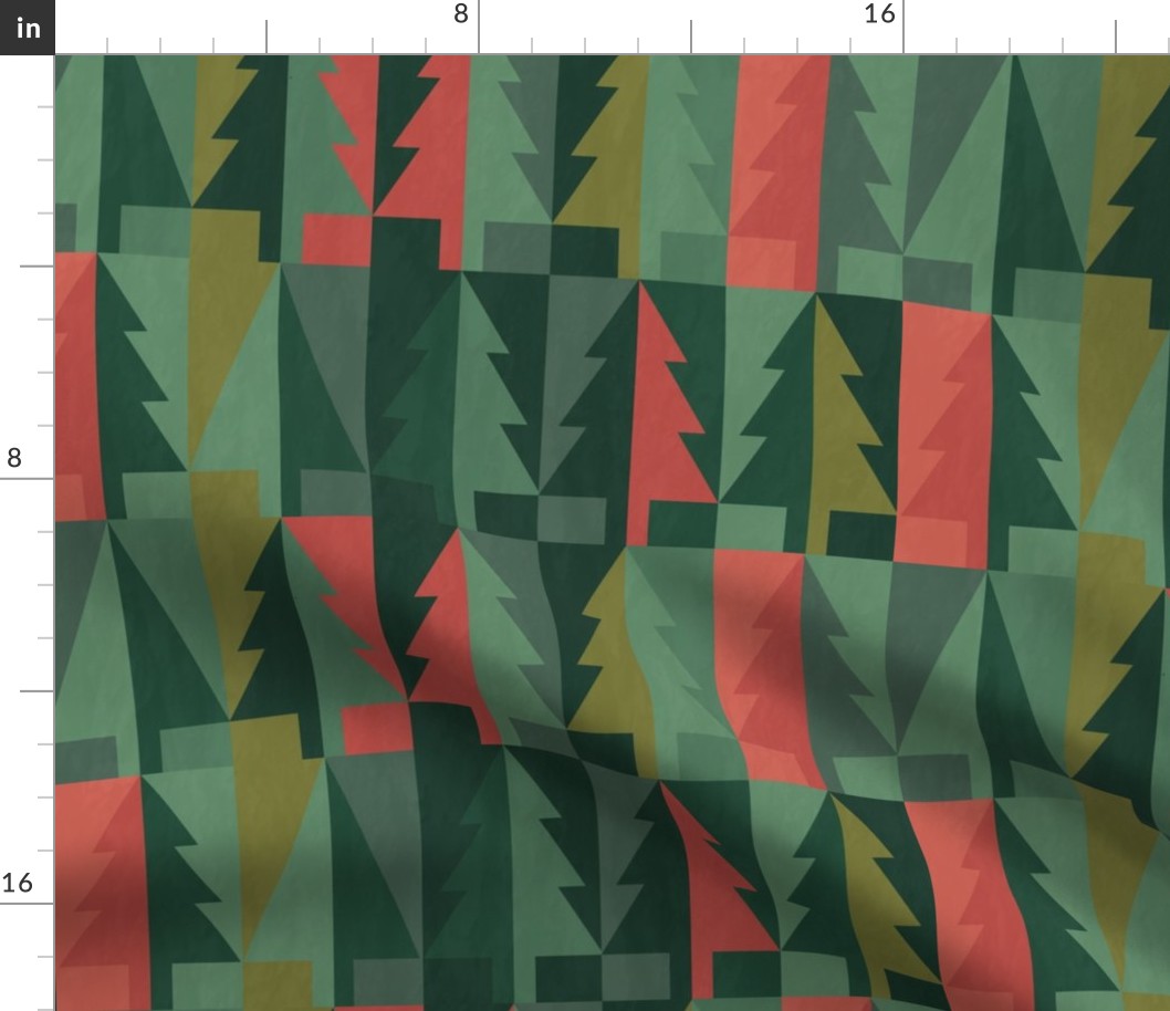 Emerald Christmas Winter Forest - Geometric