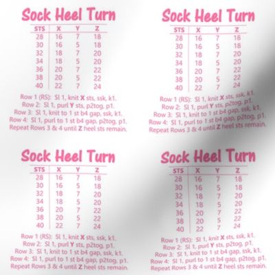 Sock Heel Turn-pink on white