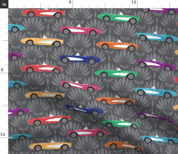 Vintage Corvette in a Rainbow of colors - Spoonflower