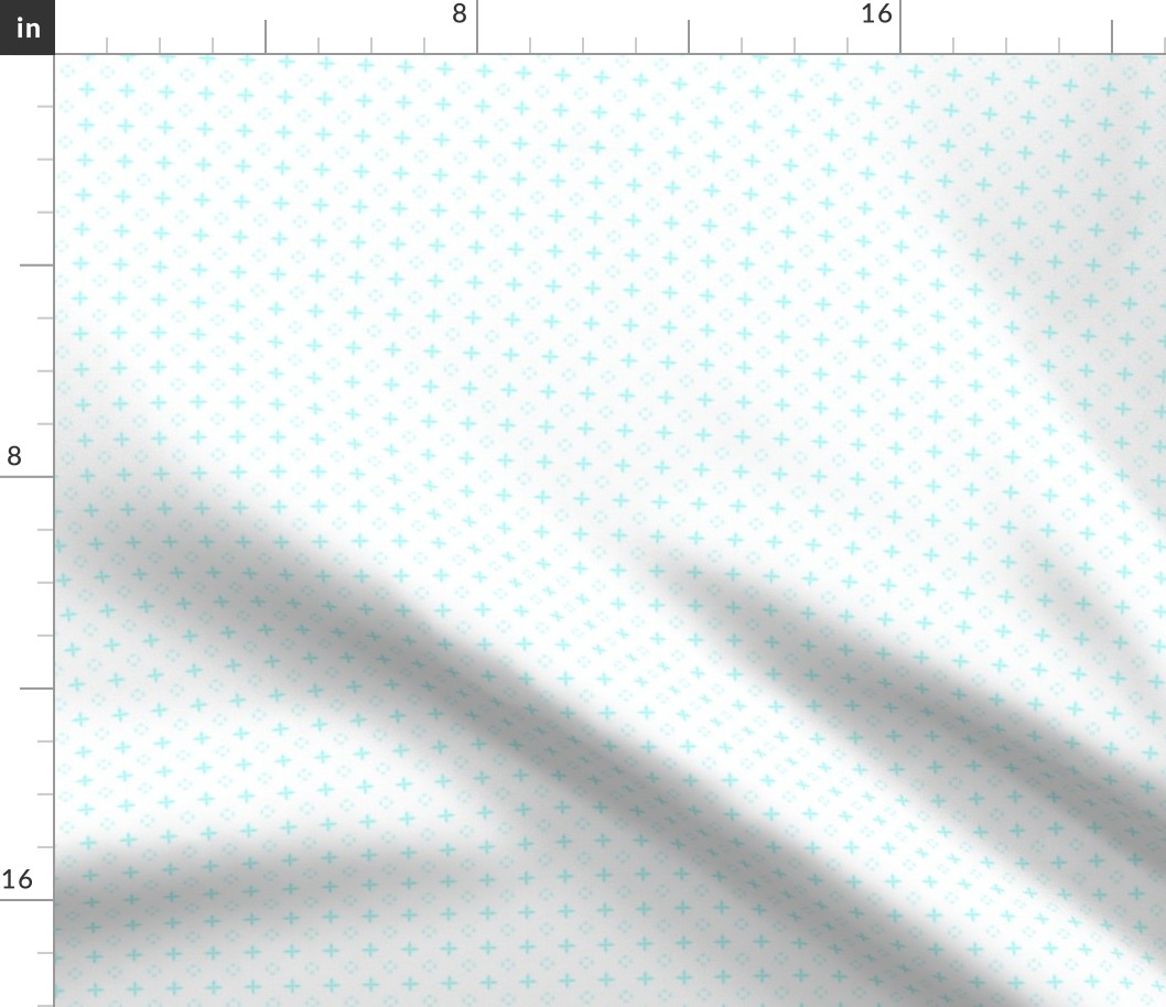 Ditsy print in a rich pale turquoise on white