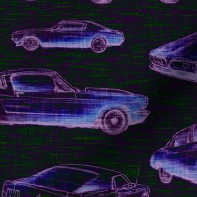 Muscle Cars - ultra violet on black - neon