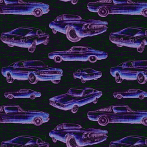 Muscle Cars - ultra violet on black - neon