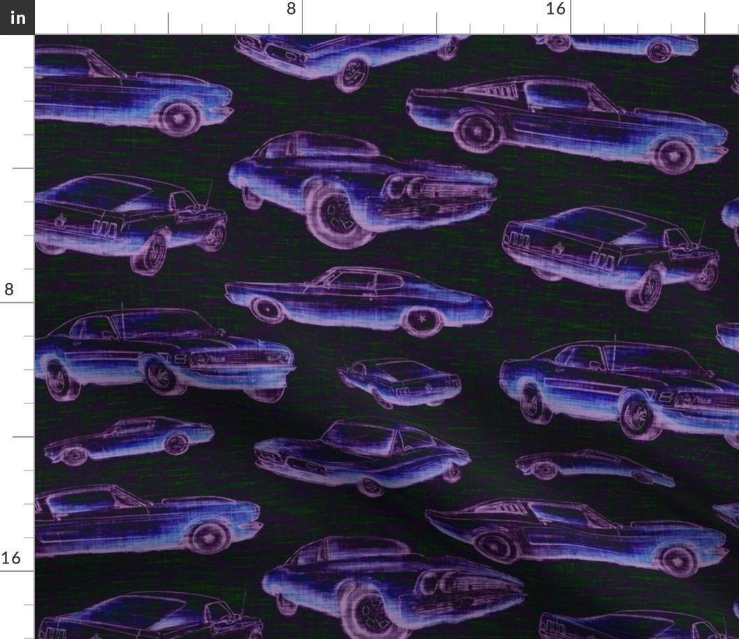 Muscle Cars - ultra violet on black - neon