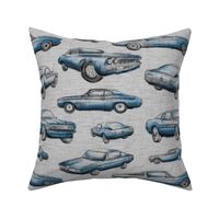 Muscle Cars - blue on grey