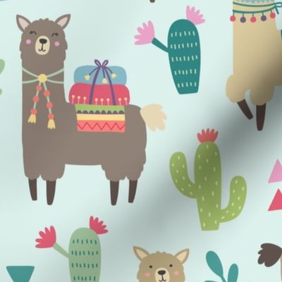 Alpaca, Cactus, and Triangle Pattern